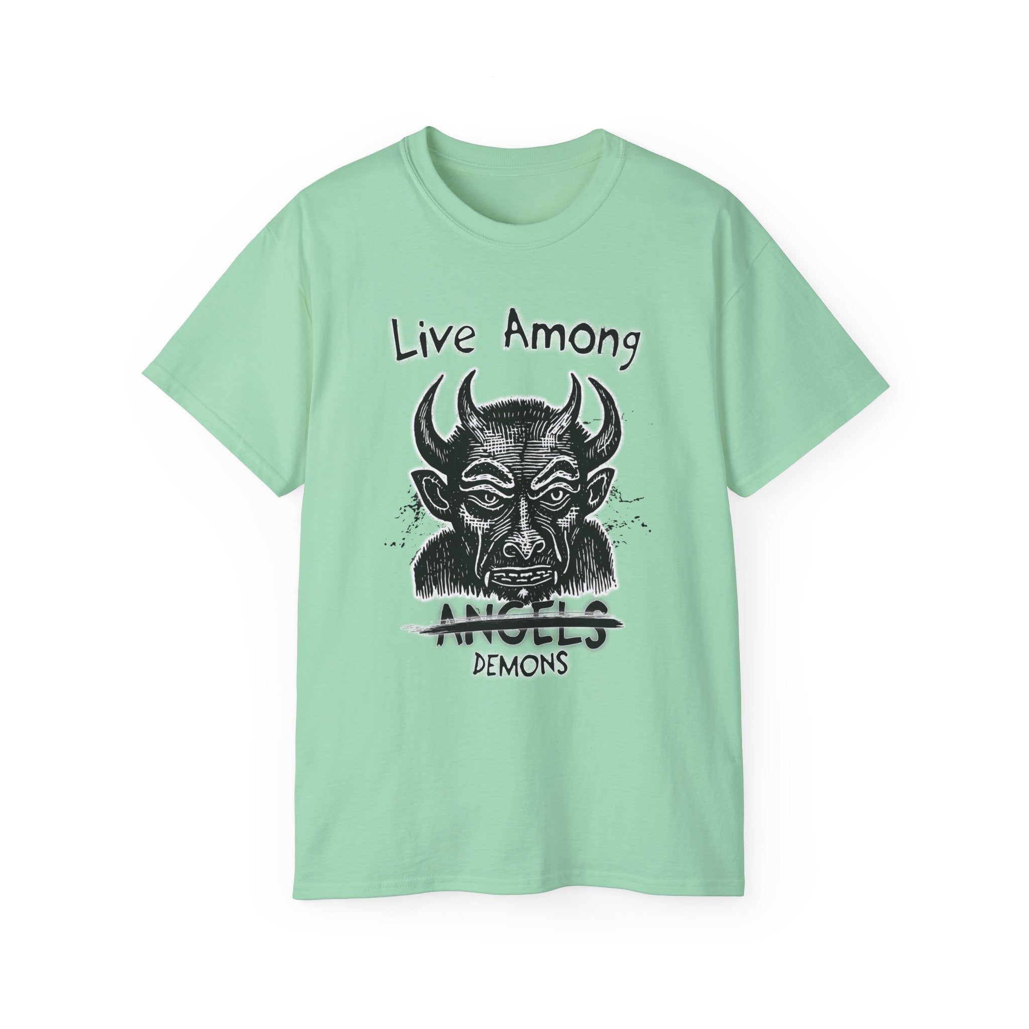 Live Among Demons - Unisex Cotton Tee (Front) - Damned Threads